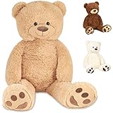 BRUBAKER XXL Teddybär 100 cm groß - Beige - Stofftier Plüschtier Kuscheltier