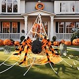 AMLOOPH Halloween Deko Outdoor Garten Gruselig Spinnennetz Groß Set, Spinnennetz Halloween Deko...